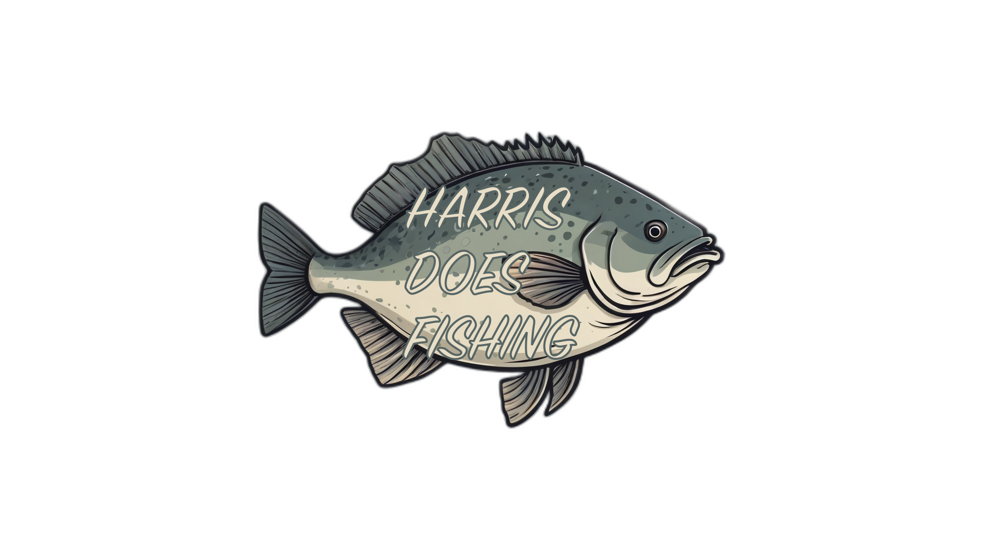 Harris Does Fishing — illustrated bass fish logo